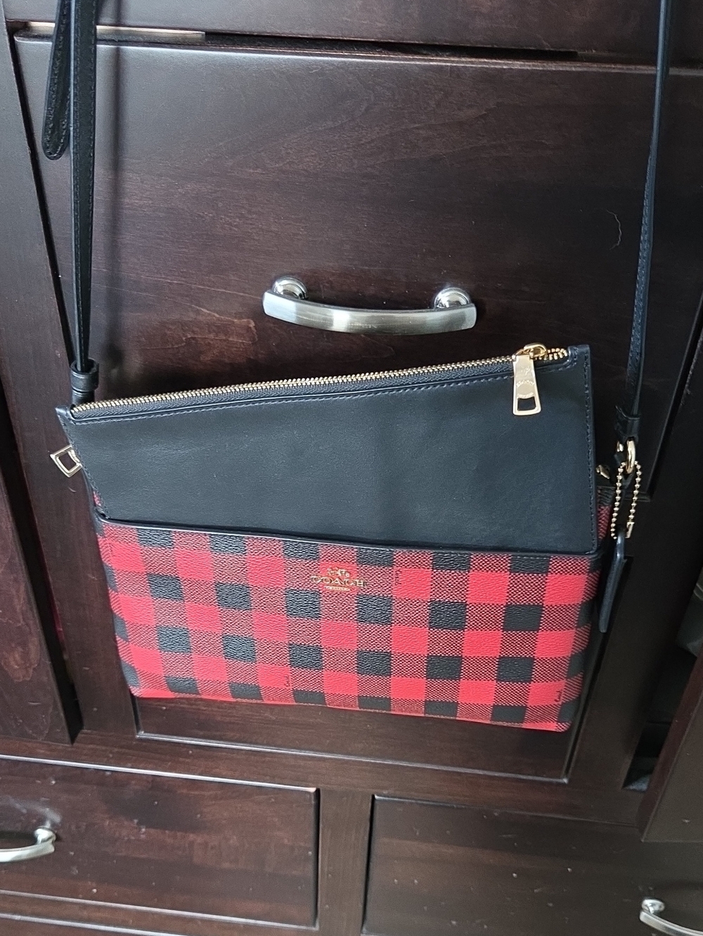 Coach Buffalo Plaid East West Pop-Up Crossbody Bag with Removable Pouch C0126